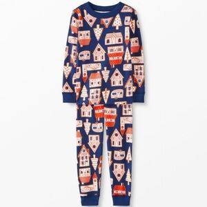 Hanna Andersson Holiday Jammies Pajamas Size 10 140cm Gingerbread Village Blue